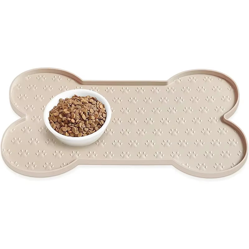 Dog Food Mat Anti-Slip Silicone Thicker Pet Placemat Waterproof Feeder Pad with Raised Edge Puppy Feeding Mats