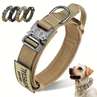 Heavy Duty Tactical Dog Collars with Handle Military Collar with Patch Outdoor Training and Walking for Medium and Large Dogs