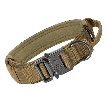 Heavy Duty Tactical Dog Collars with Handle Military Collar with Patch Outdoor Training and Walking for Medium and Large Dogs