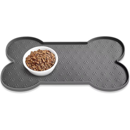 Dog Food Mat Anti-Slip Silicone Thicker Pet Placemat Waterproof Feeder Pad with Raised Edge Puppy Feeding Mats